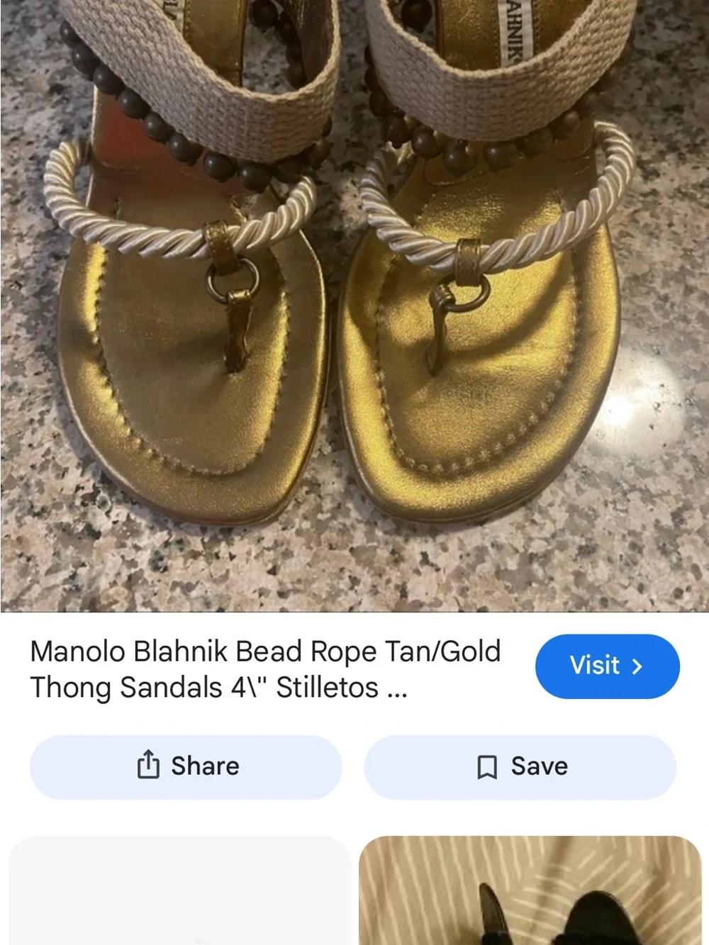 Manolo Blahnik Gold Rope-Trim Slide Sandals
